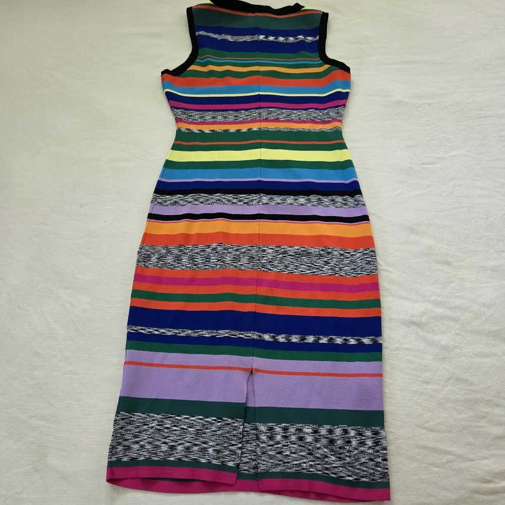 MILLY Rainbow Colorful Striped Women's Dress 10/12 Fitted Bodycon Pencil - Picture 6 of 13